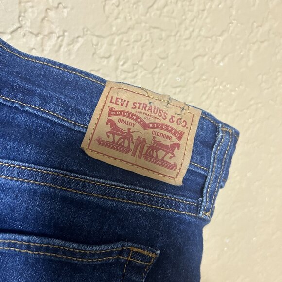 Levi's Women’s Wedgie Straight Stretch Denim Jeans Dark Blue Size 33 - Picture 6 of 9
